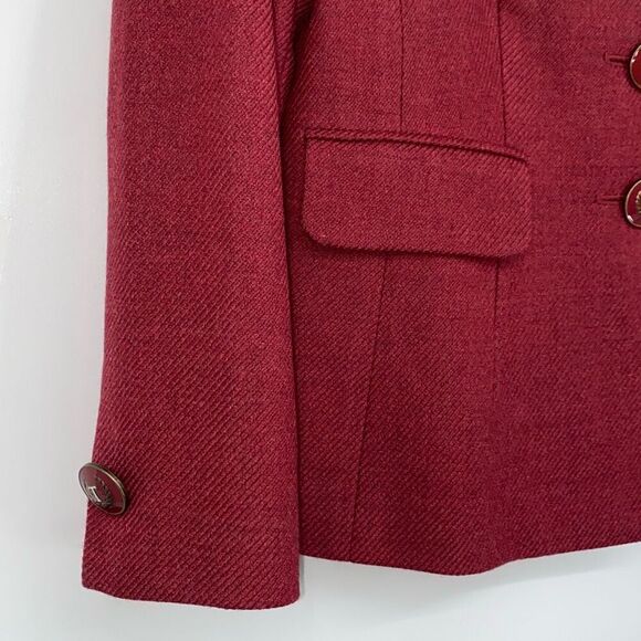 Talbots Sz 4 Wool Notched Collar 3 Button Collegiate Academy Blazer Cranberry - Picture 5 of 15